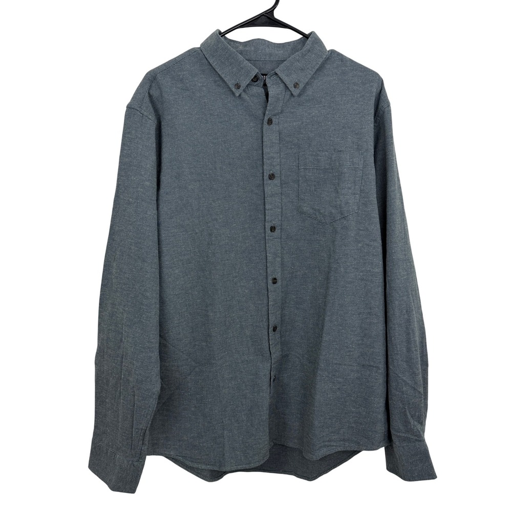 Line of Trade Shirt Mens Large Blue Long Sleeve Button Down Cotton Casual Top